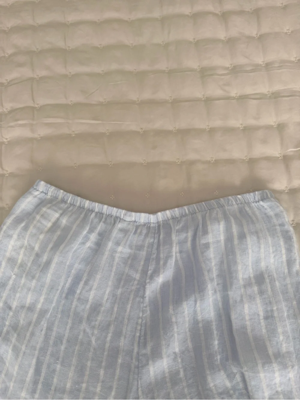 Aritzia Light Blue Striped Linen Pants